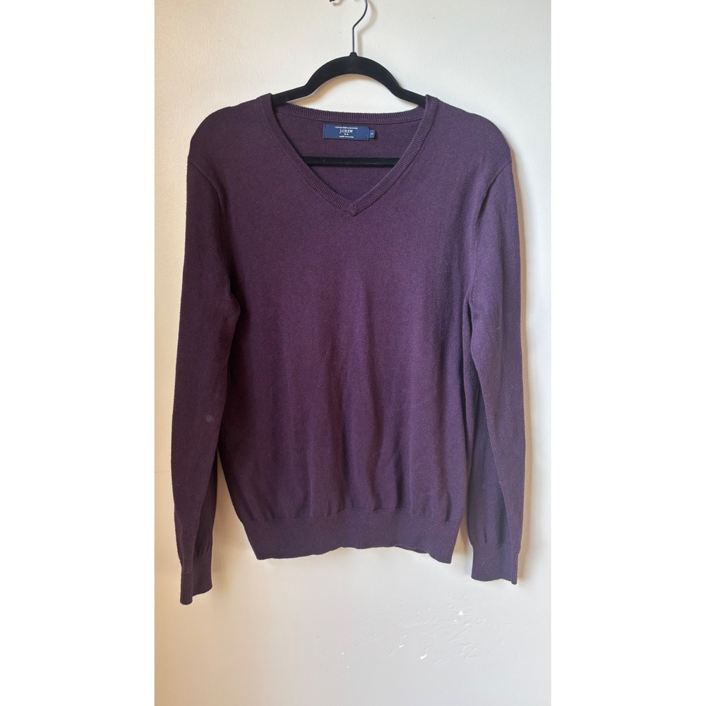 J.Crew Mens Small Purple V Neck Sweater Cotton Cashmere Blend Long Sleeve Knit